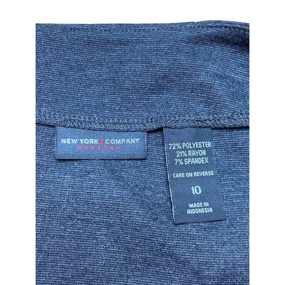New York & Company Sz 10 Stretch Rayon Dark Gray Pencil Skirt‎ Elastic Waist - Picture 3 of 4